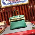 「#4687」Hermes Birkin peacock green with British green silver buckle epsom leather, hand-sewn wax thread 30cm 「#4687」Hermes Birkin peacock green with British green silver buckle epsom leather, hand-sewn wax thread 30cm