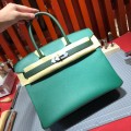 「#4687」Hermes Birkin peacock green with British green silver buckle epsom leather, hand-sewn wax thread 30cm 「#4687」Hermes Birkin peacock green with British green silver buckle epsom leather, hand-sewn wax thread 30cm