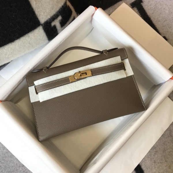 「#4085」 Hermès Elephant Grey Mini Kelly Bag No. 1, Gold Buckle 22*14*7cm 「#4085」 Hermès Elephant Grey Mini Kelly Bag No. 1, Gold Buckle 22*14*7cm