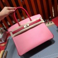 「#4688」Hermes Birkin milkshake pink and red gold buckle epsom leather, hand-sewn wax thread 30cm