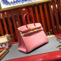 「#4688」Hermes Birkin milkshake pink and red gold buckle epsom leather, hand-sewn wax thread 30cm