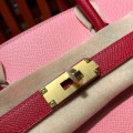 「#4688」Hermes Birkin milkshake pink and red gold buckle epsom leather, hand-sewn wax thread 30cm