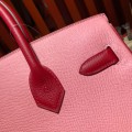 「#4688」Hermes Birkin milkshake pink and red gold buckle epsom leather, hand-sewn wax thread 30cm