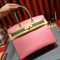 「#4689」Hermes Birkin milkshake pink iron grey gold buckle epsom leather, hand-sewn wax thread 30cm