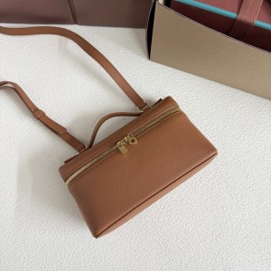 「#7051」Loro pian L19 gold buckle -FAI8393 - 19x6.5x11cm -tobacco brown