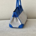 「#4694」Hermes Birkin71 French blue/silver buckle Swift leather and canvas, hand-sewn wax thread 25cm