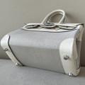 「#4695」Hermes Birkin71CC10 Milkshake White/Silver Buckle Swift Leather and Canvas, Hand-sewn Wax Thread 25cm