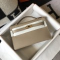 「#4086」 Hermès Trench Gray Mini Kelly Bag No. 1, Gold Buckle 22*14*7cm