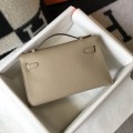 「#4086」 Hermès Trench Gray Mini Kelly Bag No. 1, Gold Buckle 22*14*7cm