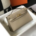 「#4086」 Hermès Trench Gray Mini Kelly Bag No. 1, Gold Buckle 22*14*7cm