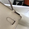 「#4086」 Hermès Trench Gray Mini Kelly Bag No. 1, Gold Buckle 22*14*7cm