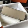 「#4086」 Hermès Trench Gray Mini Kelly Bag No. 1, Gold Buckle 22*14*7cm