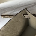 「#4086」 Hermès Trench Gray Mini Kelly Bag No. 1, Gold Buckle 22*14*7cm