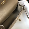 「#4086」 Hermès Trench Gray Mini Kelly Bag No. 1, Gold Buckle 22*14*7cm