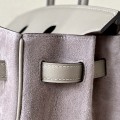 「#4696」 Hermès Birkin Bag Asphalt Grey/Silver Buckle Swift Leather and Suede, Hand-stitched Wax Thread 25cm