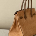 「#4698」 Hermès Birkin Bag Chestnut/Biscuit/Gold Buckle Swift Leather and Suede, Hand-Stitched Wax Thread 25cm
