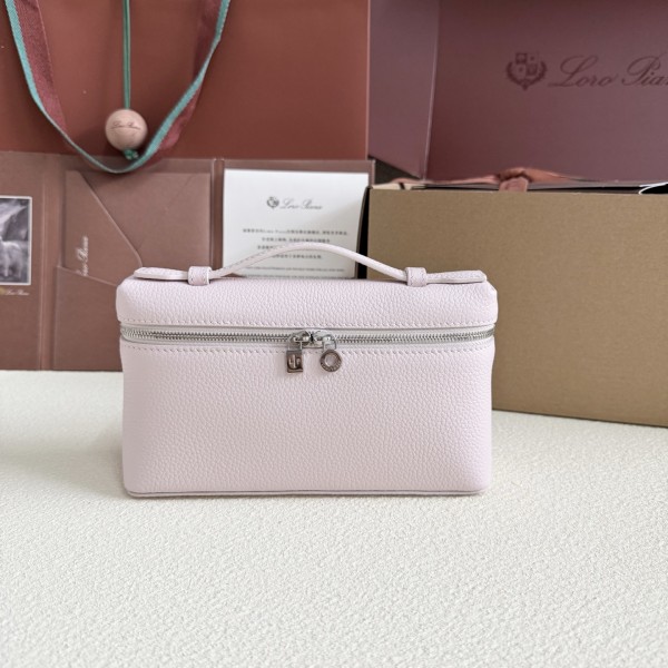 「#7052」Loro pian L19 silver buckle -FAI8393 - 19x6.5x11cm -Sakura pink 「#7052」Loro pian L19 silver buckle -FAI8393 - 19x6.5x11cm -Sakura pink