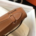 「#4087」 Hermes Golden Brown Mini Kelly Bag No. 1 Gold Buckle 22*14*7cm