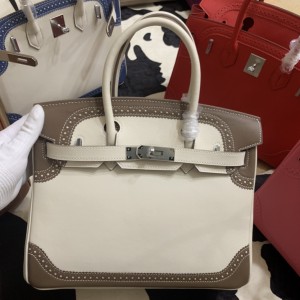 「#4703」 Hermès Birkin Bag Top Grade Lace Leather 30cm Silver Buckle