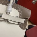 「#4703」 Hermès Birkin Bag Top Grade Lace Leather 30cm Silver Buckle