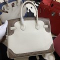 「#4703」 Hermès Birkin Bag Top Grade Lace Leather 30cm Silver Buckle