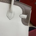 「#4703」 Hermès Birkin Bag Top Grade Lace Leather 30cm Silver Buckle