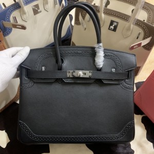 「#4704」 Hermès Birkin Bag Top Grade Lace Leather 30cm Silver Buckle