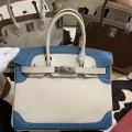 「#4710」 Hermès Birkin Bag Top Grade Lace Leather 30cm Silver Buckle