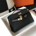 「#4089」 ​​Hermès Black Mini Kelly Bag No. 1 Gold Buckle 22*14*7cm