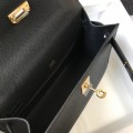 「#4089」 ​​Hermès Black Mini Kelly Bag No. 1 Gold Buckle 22*14*7cm