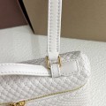 「#7055」Loro pian Extra Pocket L19 gold buckle -FAI8393 - 19x6.5x11cm - Tender white，embroidery thread