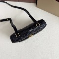 「#7056」Loro pian Extra Pocket L19 gold buckle -FAI8393 - 19x6.5x11cm - black，embroidery thread