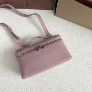 「#7058」Loro pian Extra Pocket L19 silver buckle -FAI8393 - 19x6.5x11cm - Rough flower pot pottery color