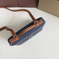 「#7061」Loro pian Extra Pocket L19 silver buckle -FAI8393 - 19x6.5x11cm - blue denim