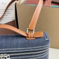 「#7061」Loro pian Extra Pocket L19 silver buckle -FAI8393 - 19x6.5x11cm - blue denim