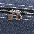 「#7061」Loro pian Extra Pocket L19 silver buckle -FAI8393 - 19x6.5x11cm - blue denim