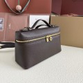 「#7062」Loro pian Extra Pocket L19 silver buckle -FAI8393 - 19x6.5x11cm - dark brown
