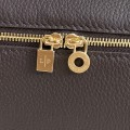 「#7062」Loro pian Extra Pocket L19 silver buckle -FAI8393 - 19x6.5x11cm - dark brown