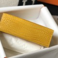 「#4091」 Hermès Evening Bag Yellow Crocodile Leather Mini Kelly Bag No. 1 Gold Buckle 22*14*7cm