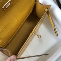 「#4091」 Hermès Evening Bag Yellow Crocodile Leather Mini Kelly Bag No. 1 Gold Buckle 22*14*7cm