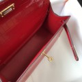 「#4092」 Hermès Evening Bag Red Crocodile Leather Mini Kelly Bag No. 1 Gold Buckle 22*14*7cm