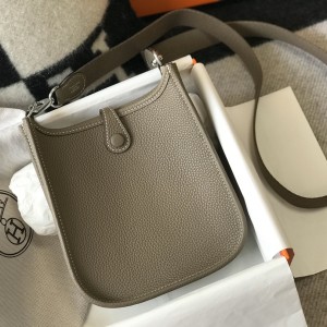 「#4100」 Hermès Elephant Grey Evelyne Bag 17cm