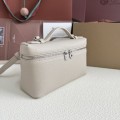 「#7065」Loro pian Extra Pocket L19 silver buckle -FAI8393 - 19x6.5x11cm - light beige