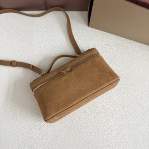 「#7071」Loro pian Extra Pocket L19 gold buckle - FAI8393 - 19x6.5x11cm - Stylish brown