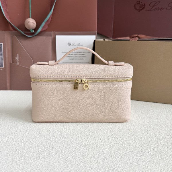 「#7075」Loro pian Extra Pocket L19 gold buckle - FAI8393 - 19x6.5x11cm - cream honey