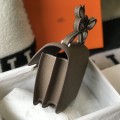 「#4101」 Hermès Elephant Grey Constance Silver Buckle Bag 19cm