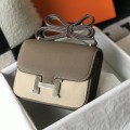 「#4101」 Hermès Elephant Grey Constance Silver Buckle Bag 19cm