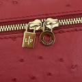 「#7079」Loro pian Extra Pocket L19 gold buckle - FAN1034 - 19x6.5x11cm - fiery red，Ostrich pattern