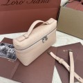 「#7080」Loro pian Extra Pocket L19 silver buckle - FAN1034 - 19x6.5x11cm - pink sand color，Ostrich pattern