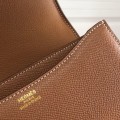 「#4102」Hermès Brown Constance Gold Buckle Bag 19cm